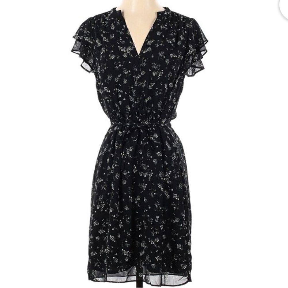 H&M Black Floral Short Sleeve Dress | Size 6